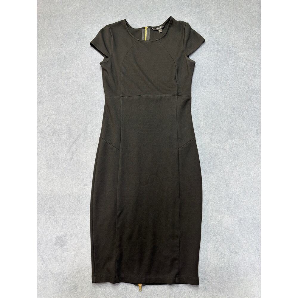 Felicity & Coco Black Full Back Zipper Seamed Pencil Skirt Dress Small Petite